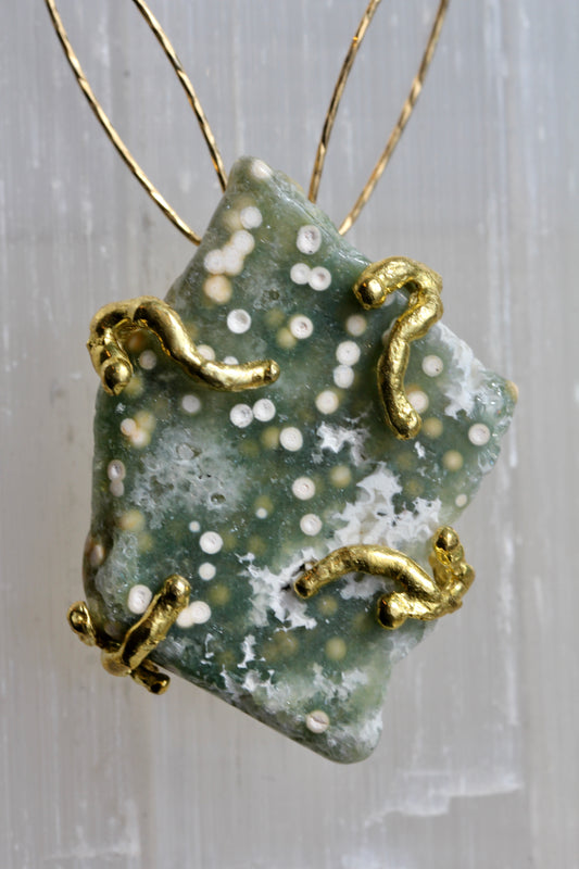 Ocean Jasper Gold Link Chain Necklace