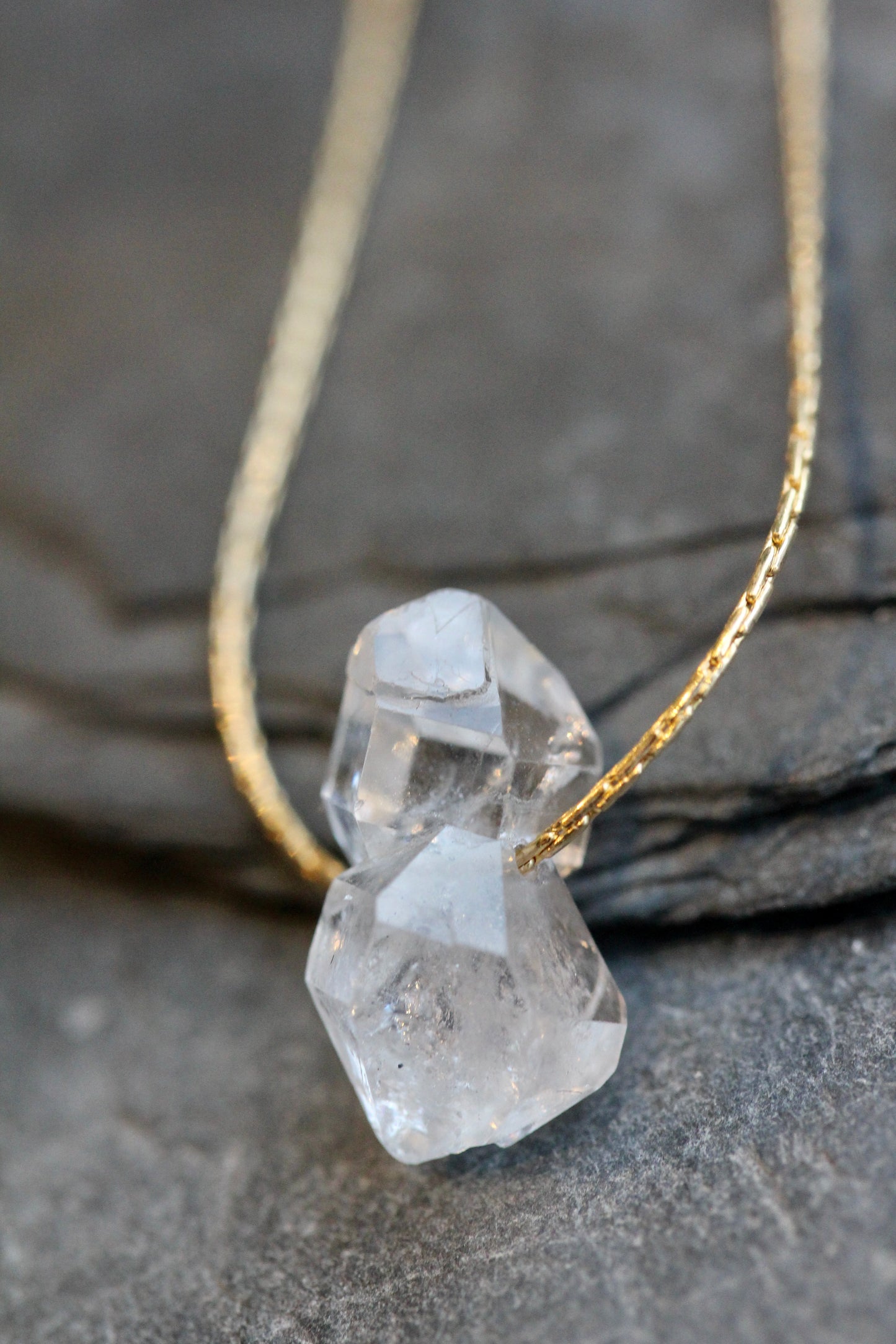 Herkimer Diamond Cluster Gold Minimalist Necklace