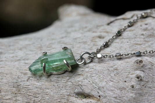 Green Tourmaline Crystal Necklace