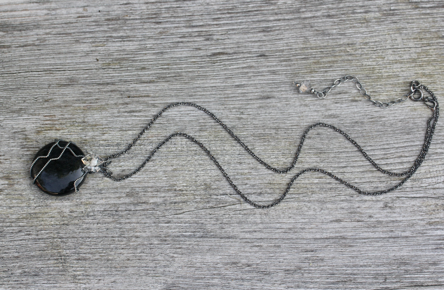 Silver Sheen Obsidian Quartz Necklace