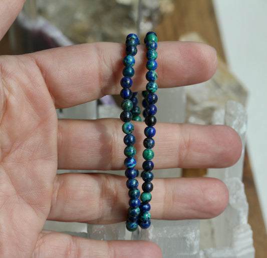 Azurite Malachite Bead Stretch Bracelet
