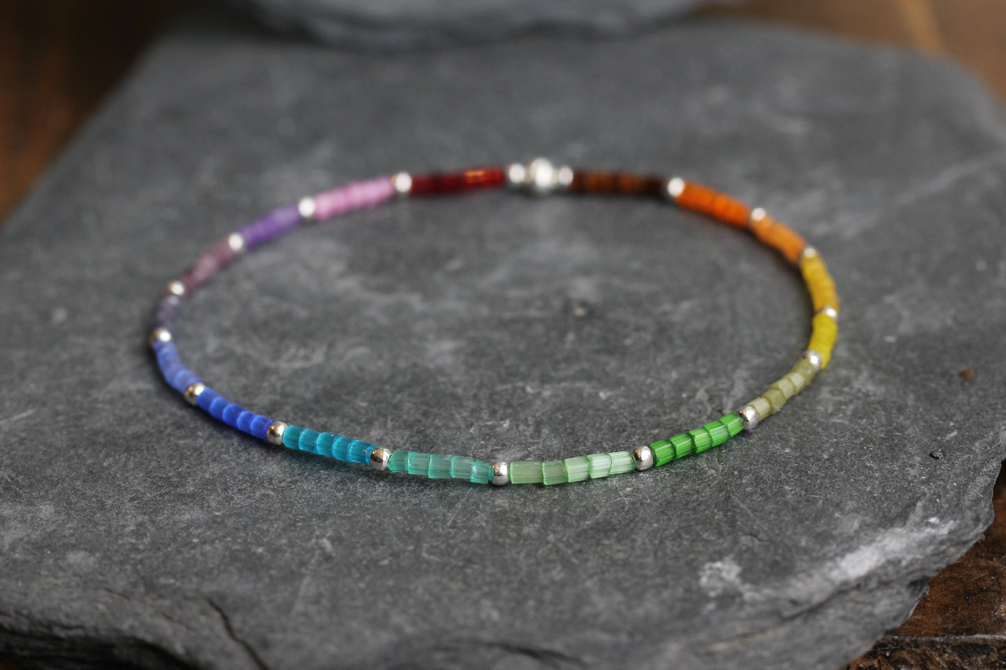 Rainbow Pride Satin Bead Bracelet