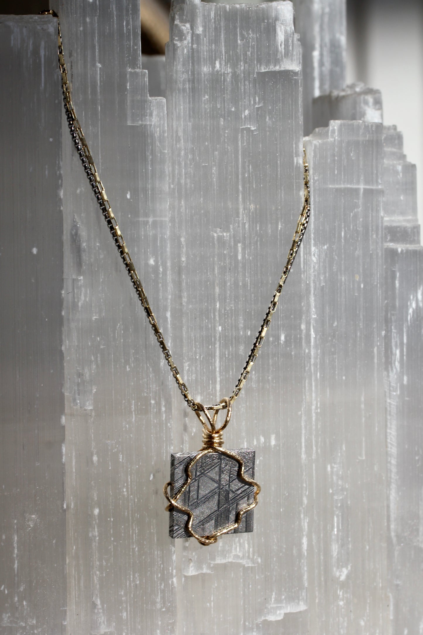 Muonionalusta Meteorite Block Necklace