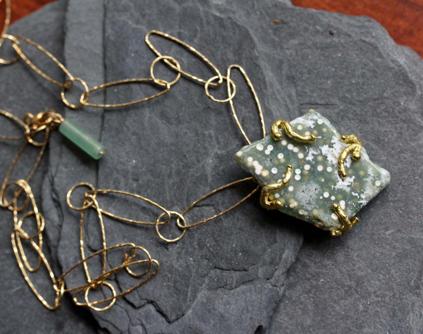 Ocean Jasper Gold Link Chain Necklace