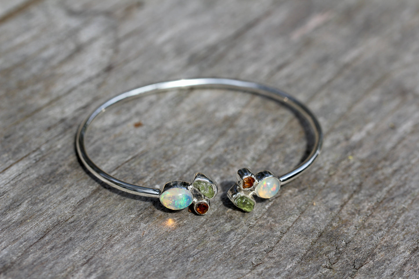 Opal Peridot Citrine Silver Flex Bracelet
