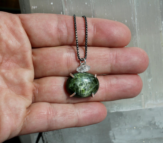 Chrome Diopside Herkimer Necklace