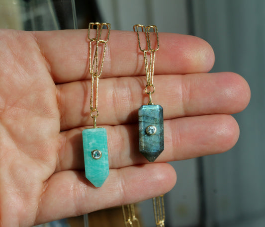 Paperclip Chain Stone Point Necklace