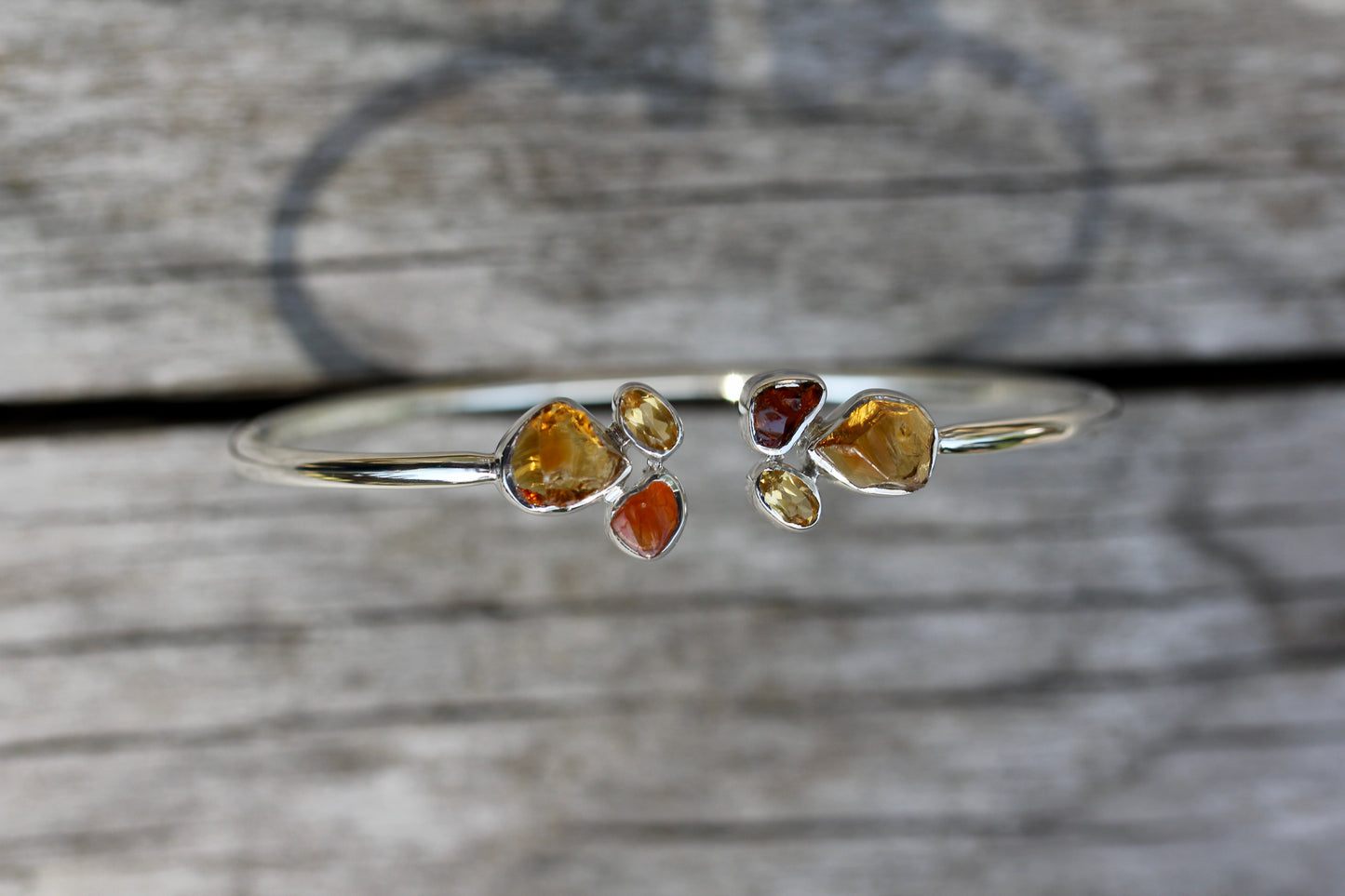 Citrine Carnelian Silver Flex Bracelet