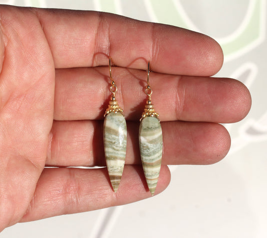 Green Opal Bali Cap Earrings