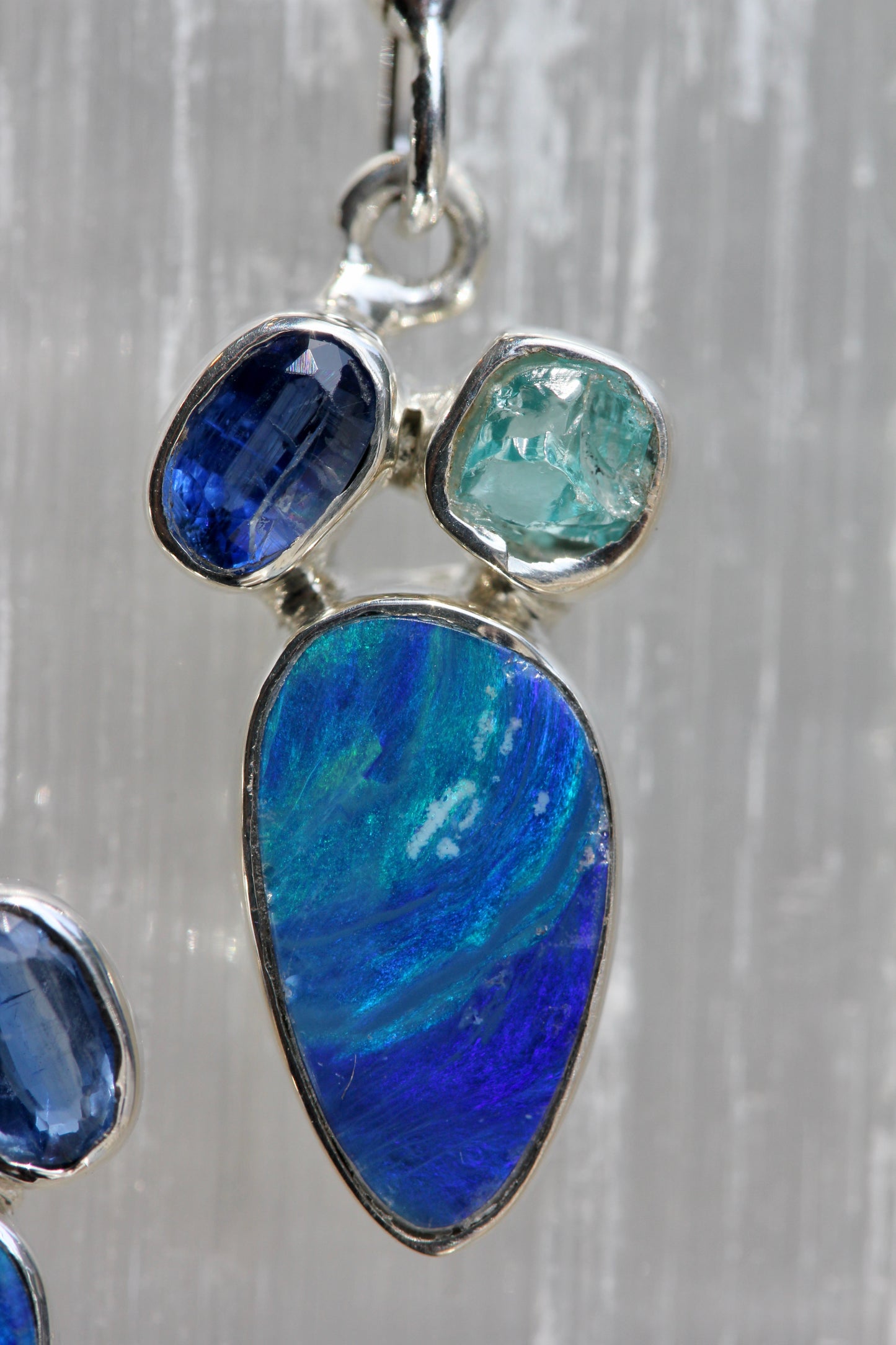 Australian Opal Kyanite Apatite Earrings
