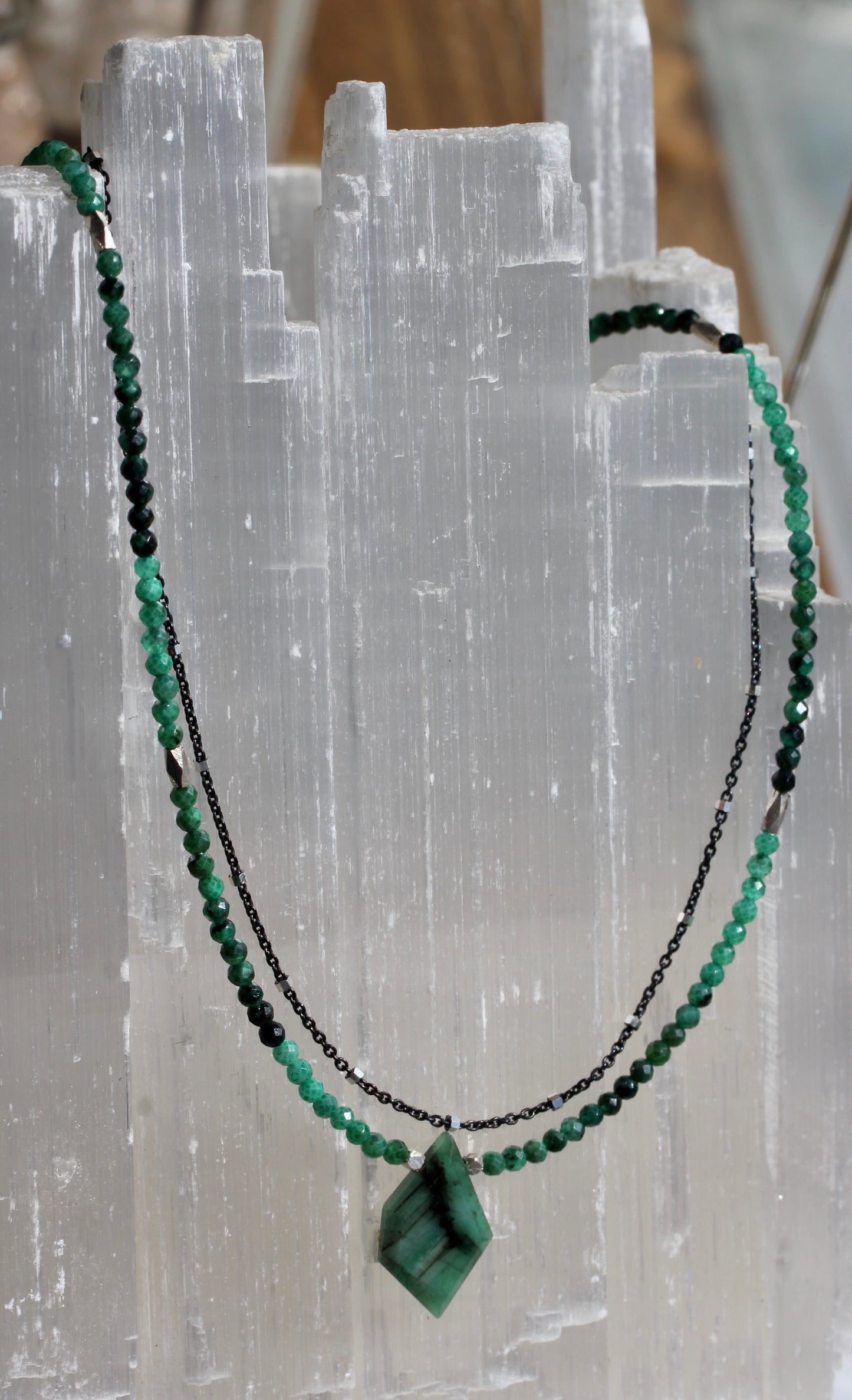 Emerald Ombre Multi Strand Necklace
