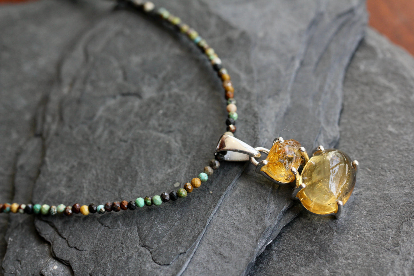 Citrine Turquoise Beaded Necklace