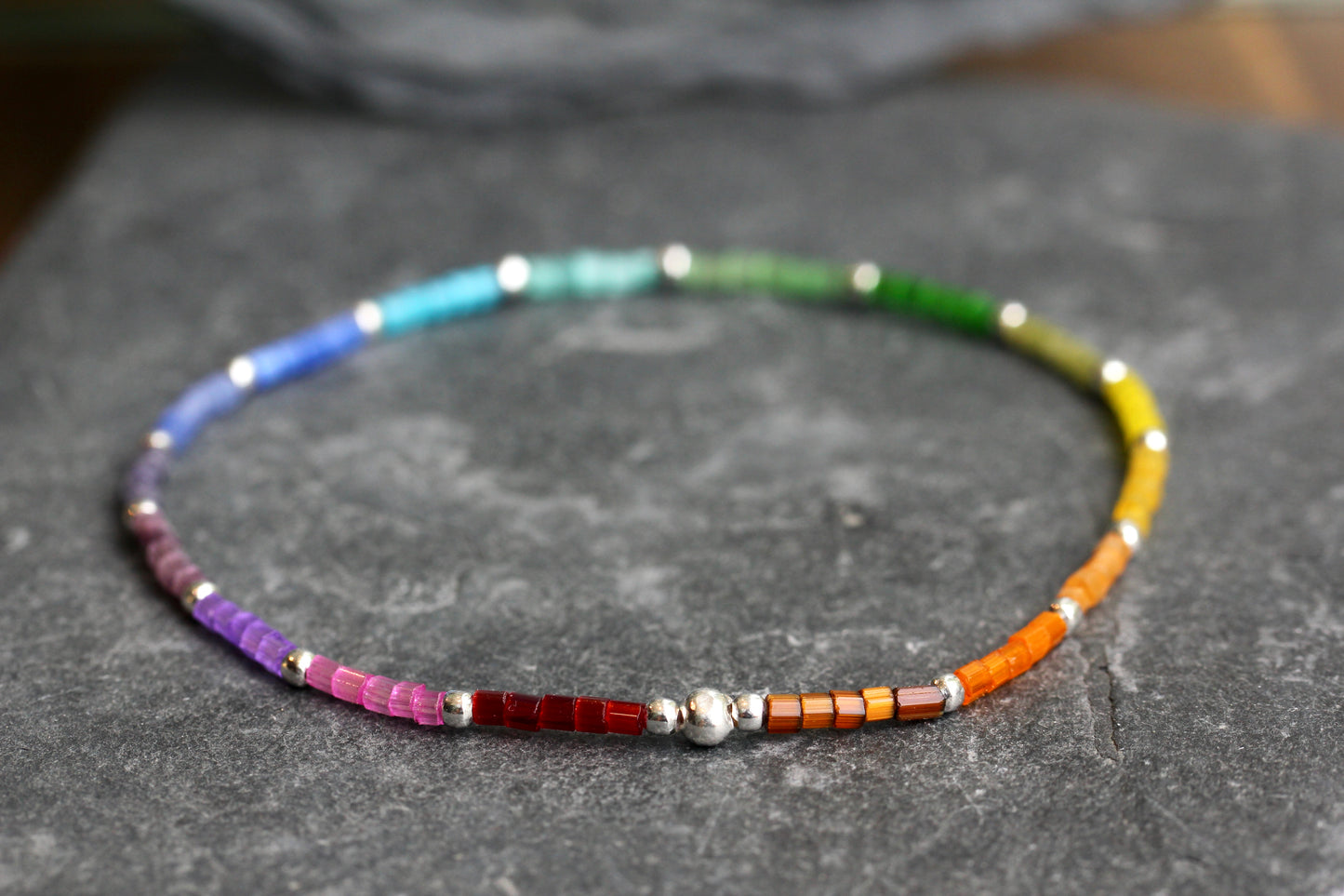 Rainbow Pride Satin Bead Bracelet