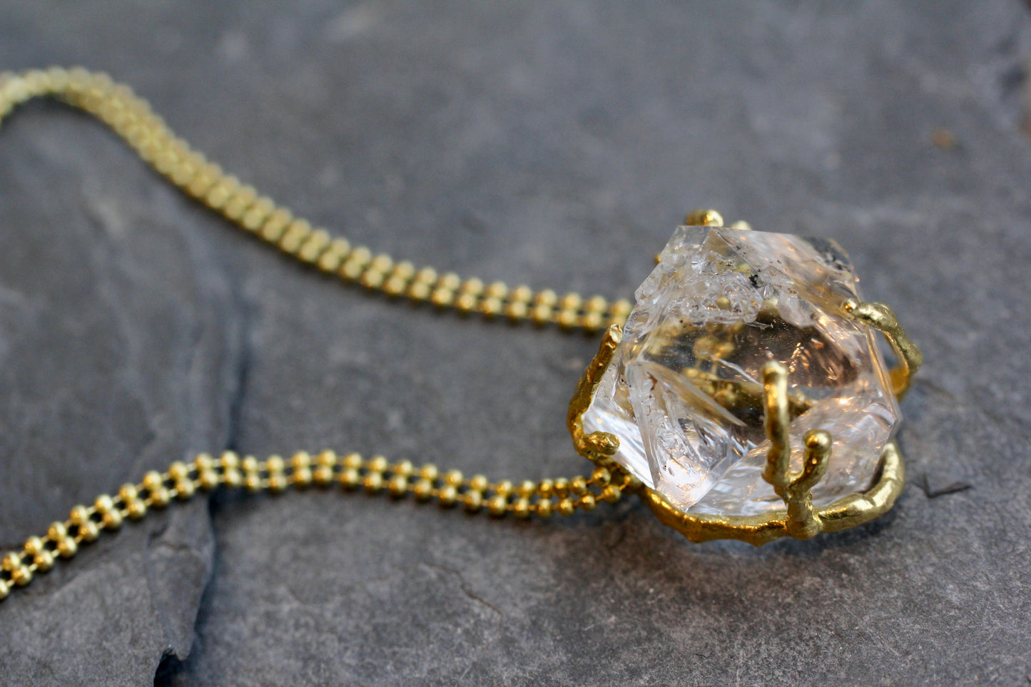 Herkimer Diamond Chunky Brass Choker