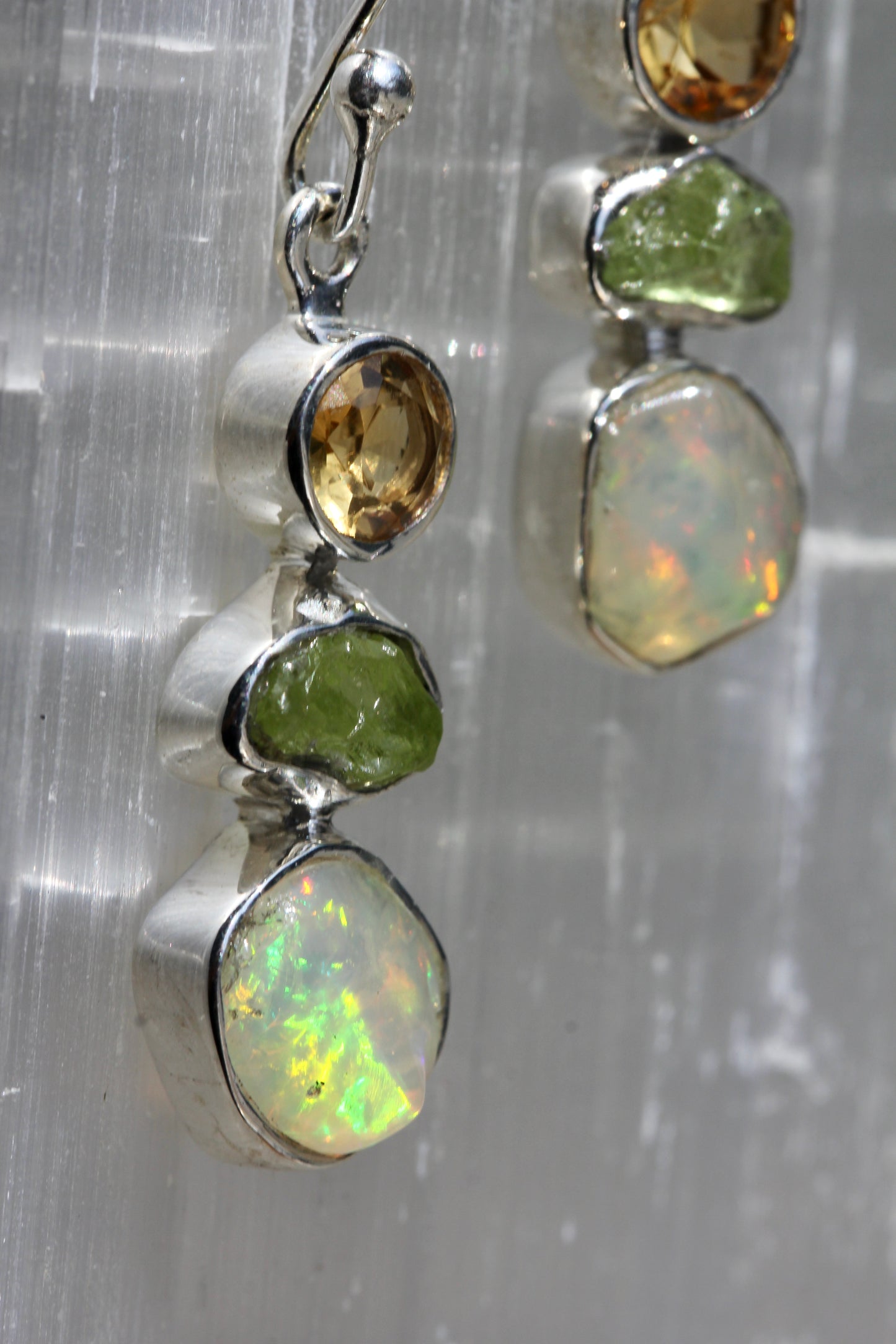 Opal Peridot Citrine Drop Earrings
