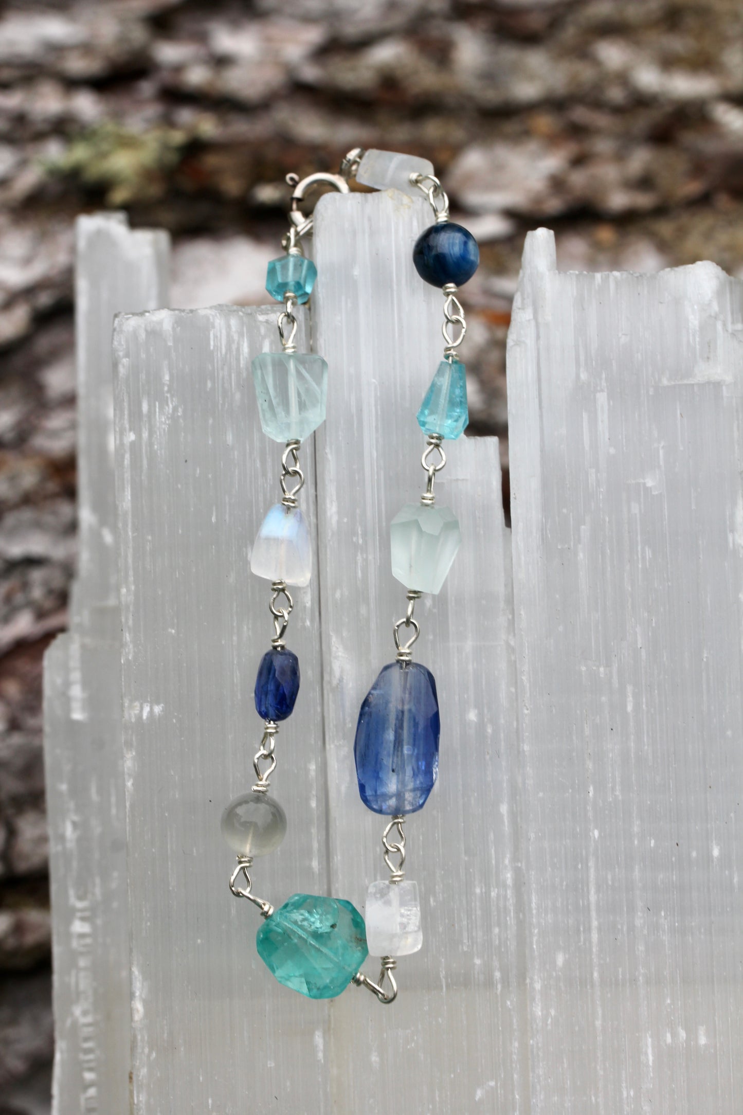Ocean Blue Silver Link Bracelet