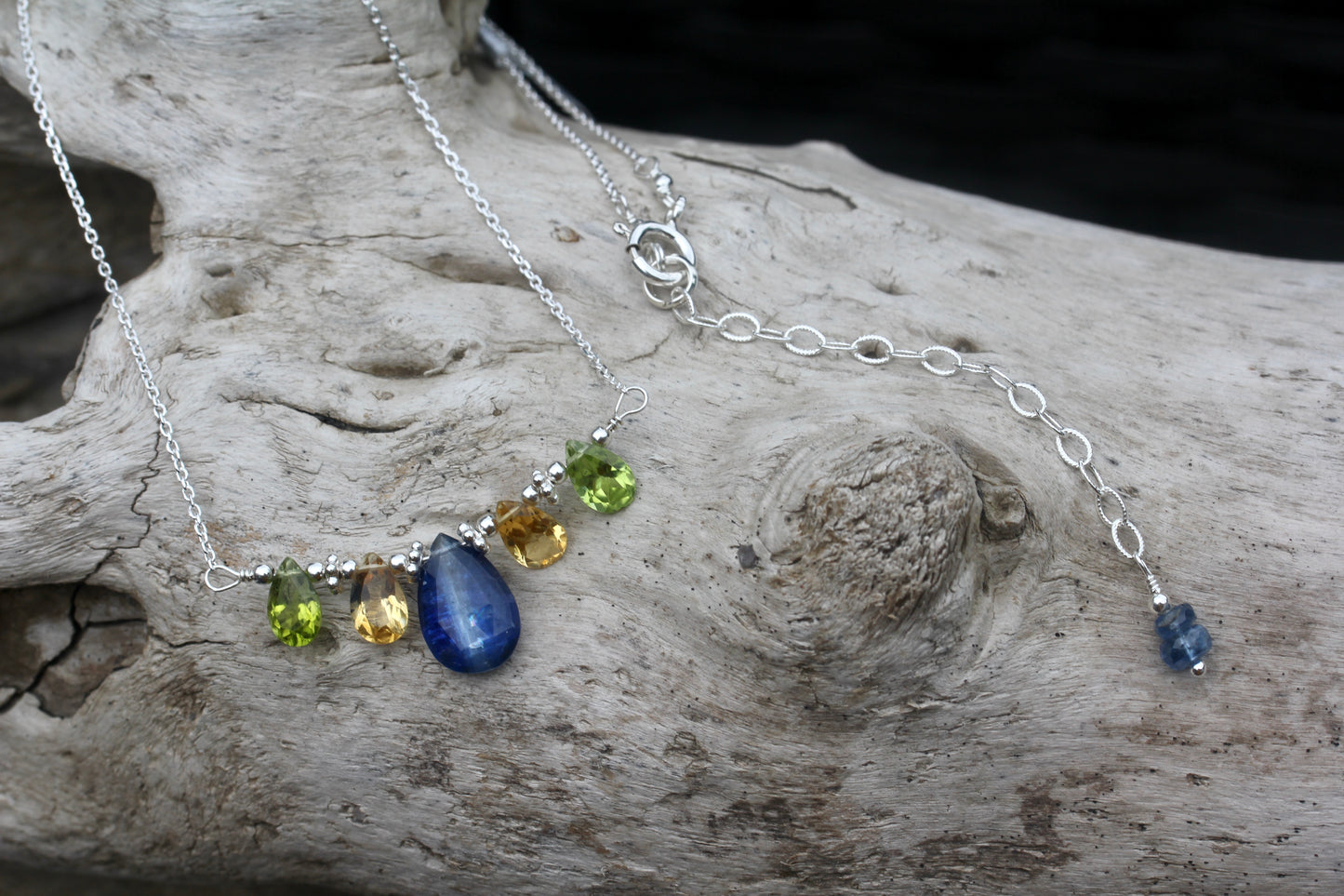 Kyanite Citrine Peridot Silver Necklace