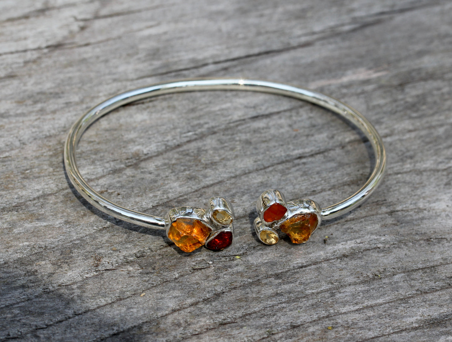 Citrine Carnelian Silver Flex Bracelet