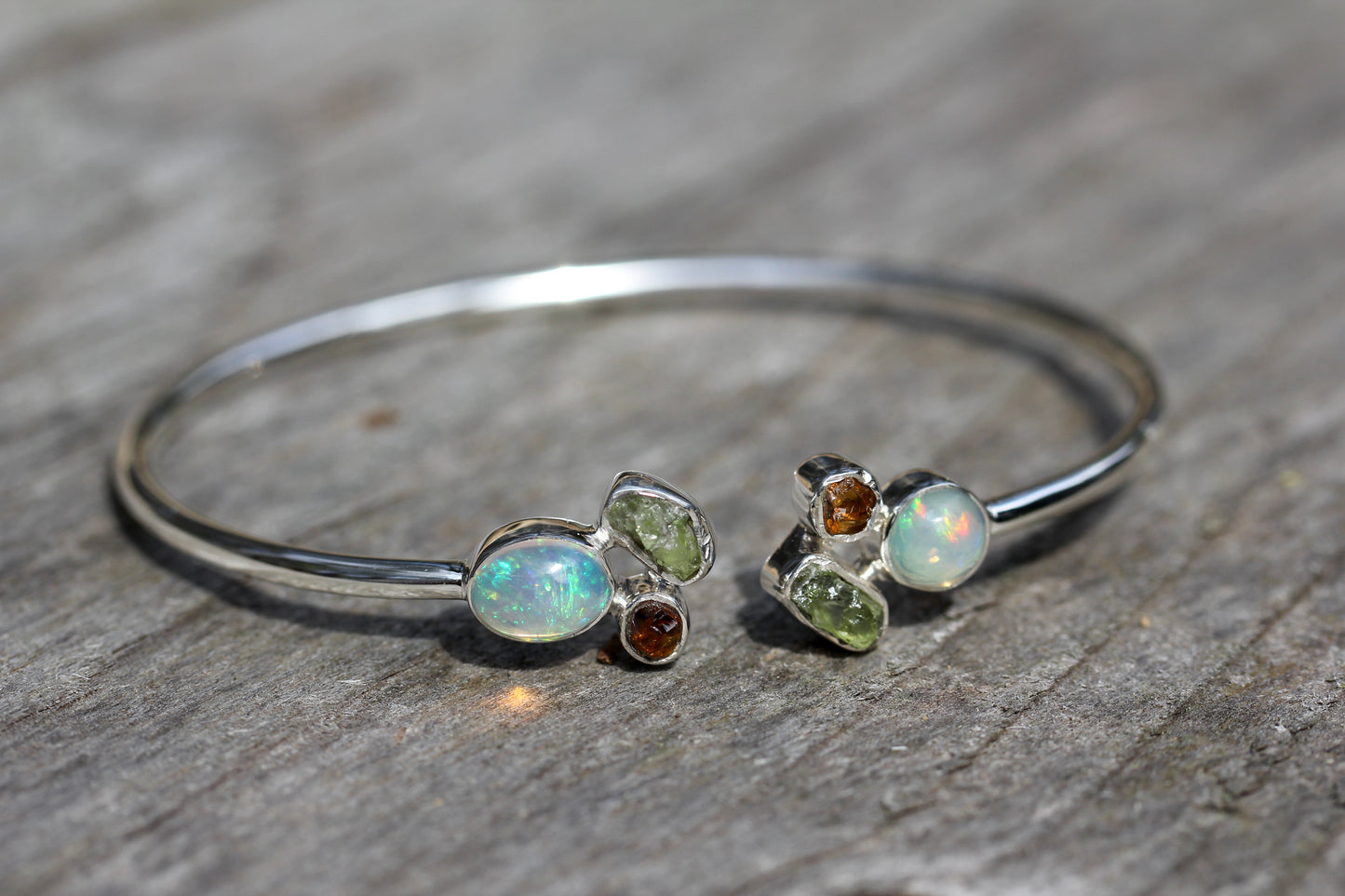 Opal Peridot Citrine Silver Flex Bracelet