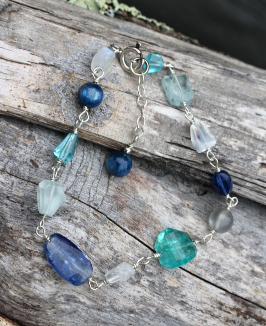 Ocean Blue Silver Link Bracelet