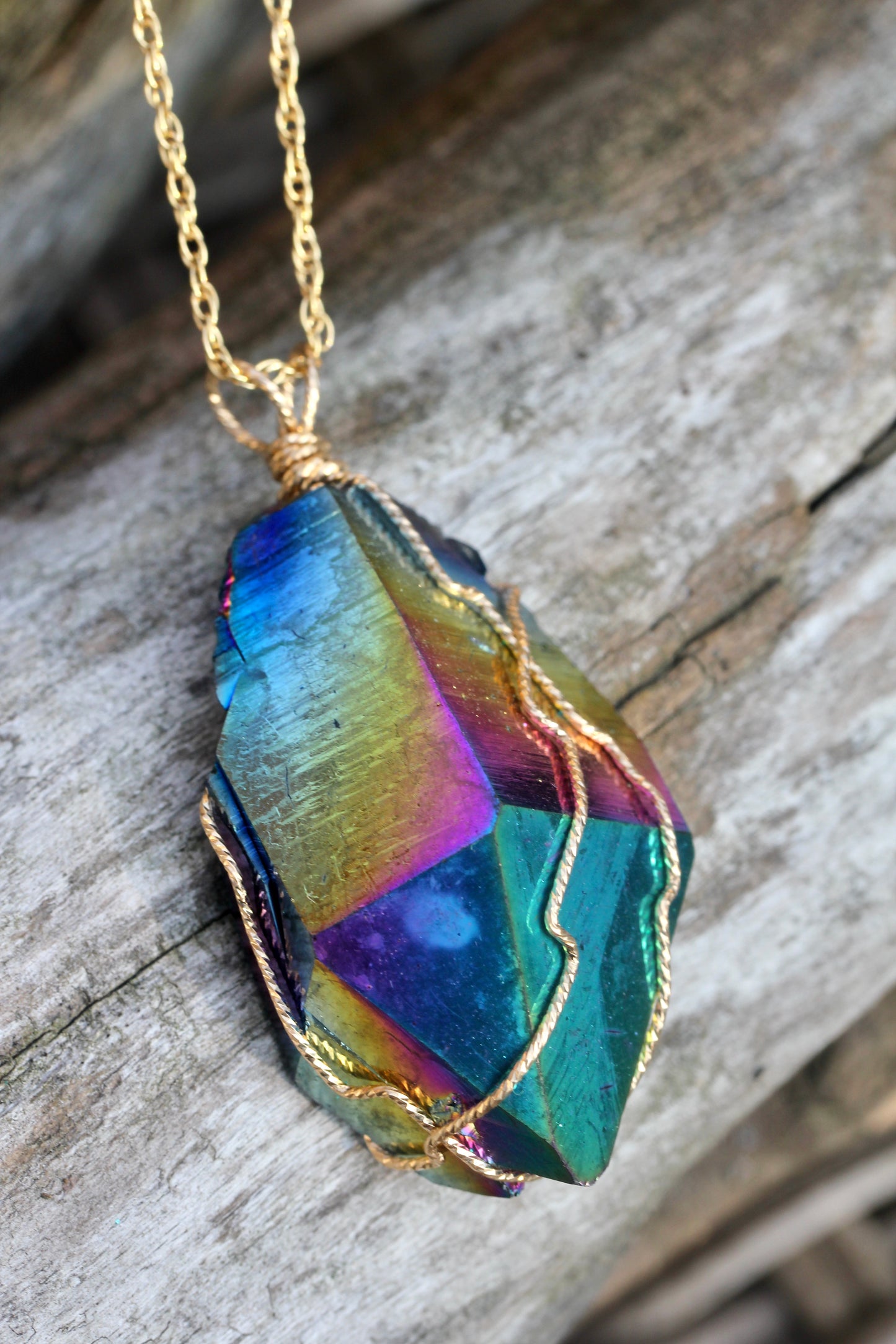 Titanium Quartz Gold Crystal Pendant