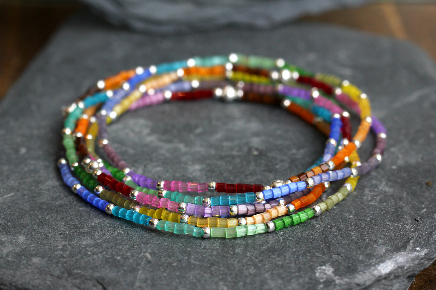 Rainbow Pride Satin Bead Bracelet