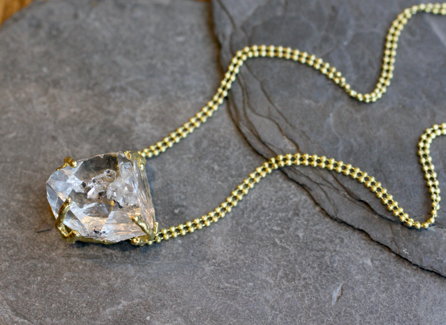 Herkimer Diamond Chunky Brass Choker