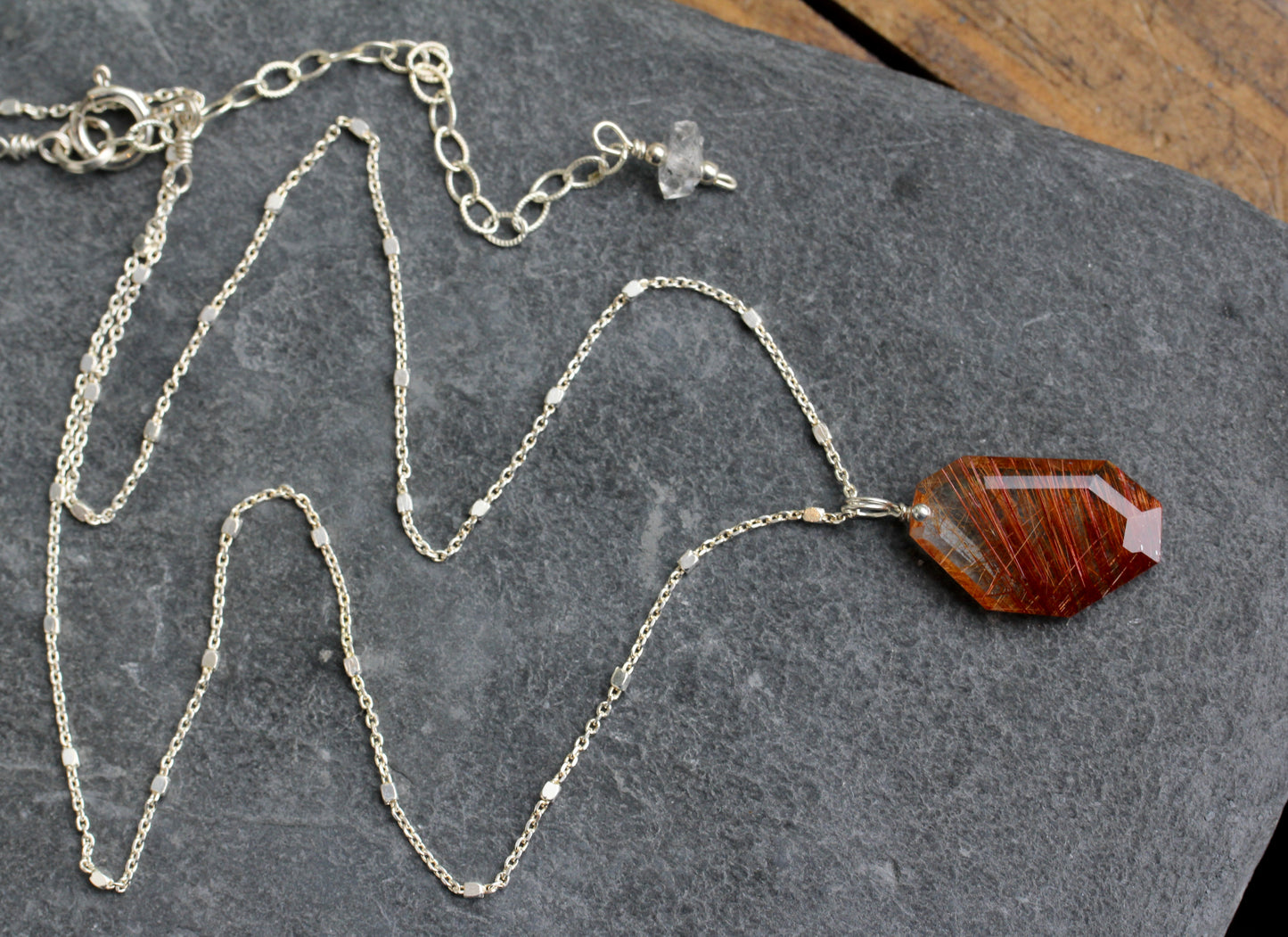 Rutilated Quartz Geometric Pendant Necklace