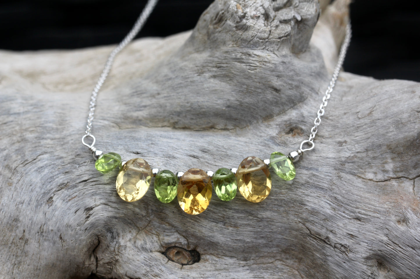 Citrine Peridot Silver Necklace