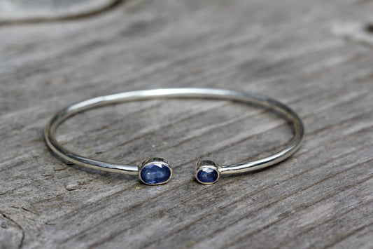 Gemmy Kyanite Silver Cuff Bracelet