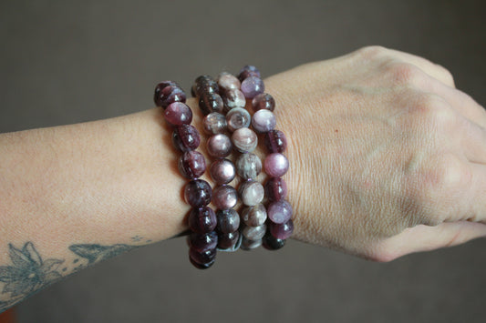 Lepidolite Beaded Stretch Bracelets