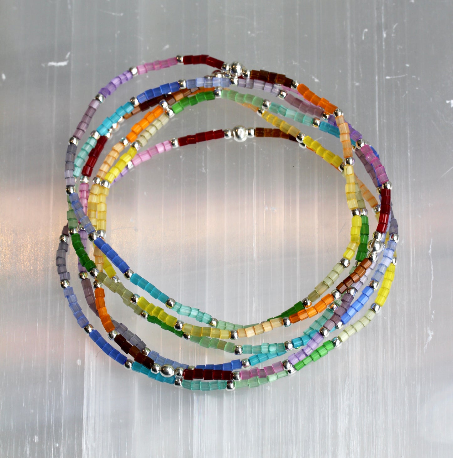 Rainbow Pride Satin Bead Bracelet
