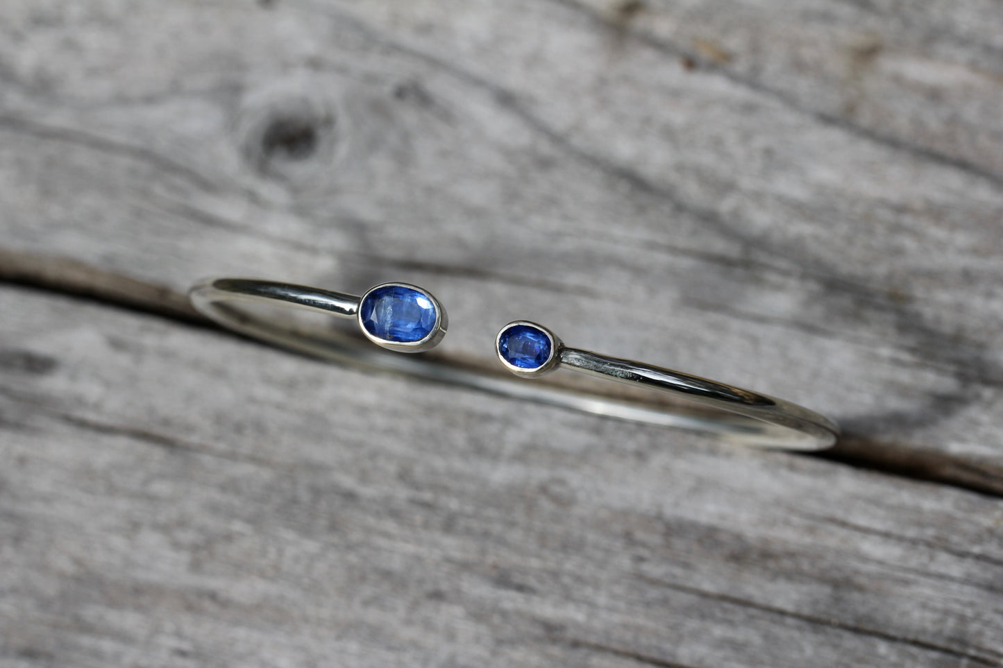 Gemmy Kyanite Silver Cuff Bracelet