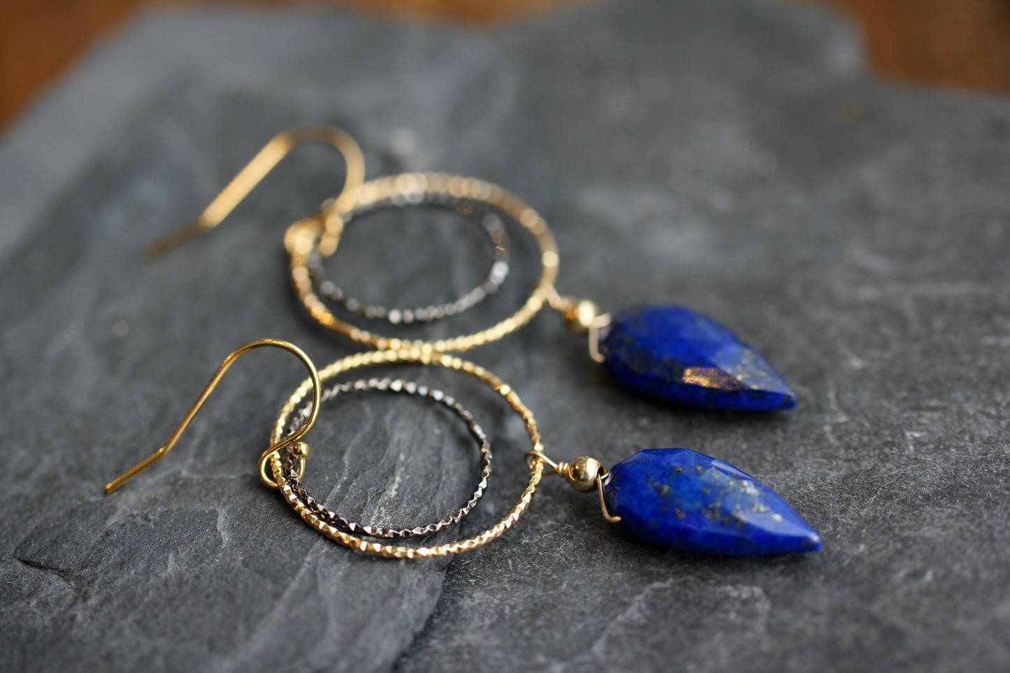 Lapis Ring Drop Earrings