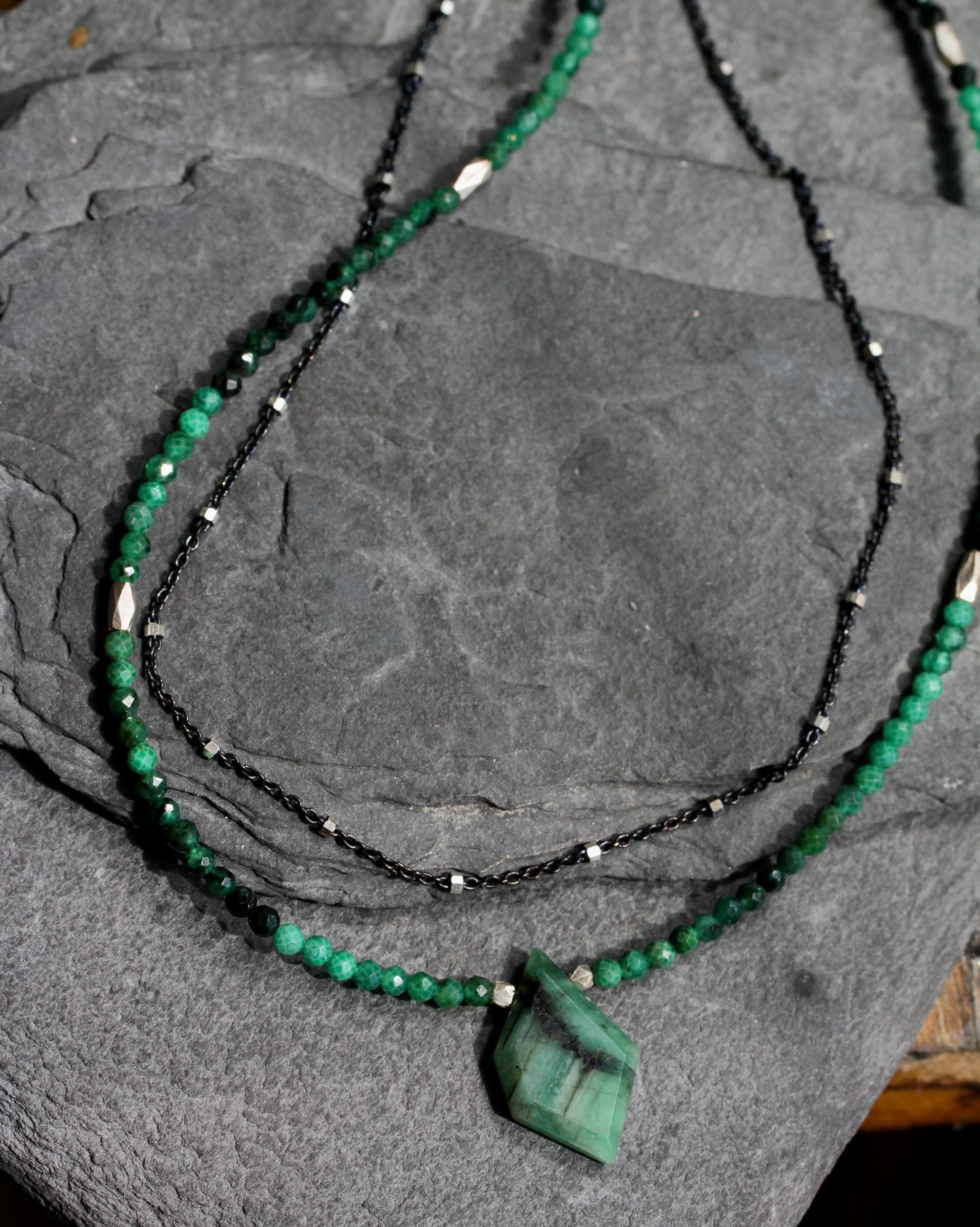 Emerald Ombre Multi Strand Necklace