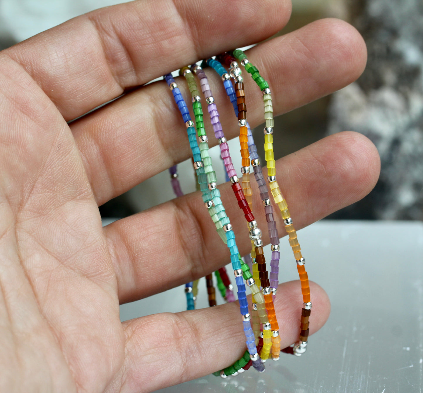 Rainbow Pride Satin Bead Bracelet