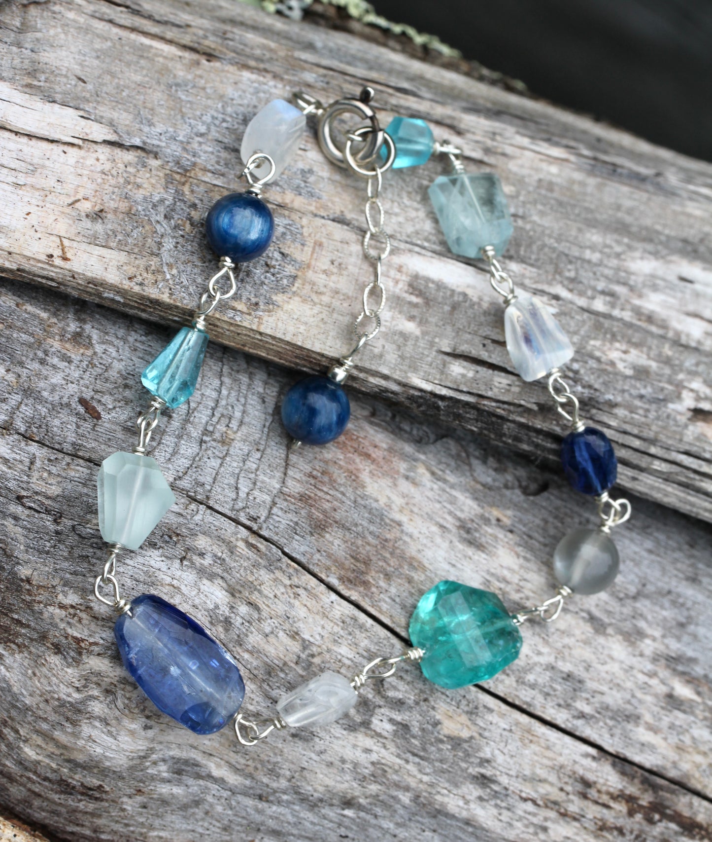 Ocean Blue Silver Link Bracelet