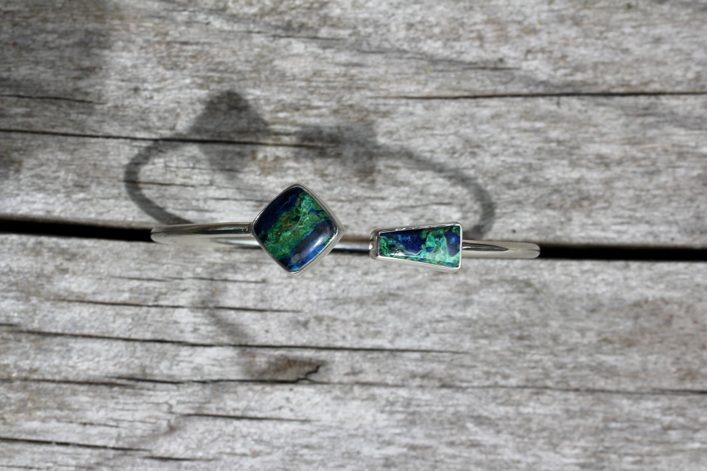 Azurite Malachite Silver Flex Bracelet