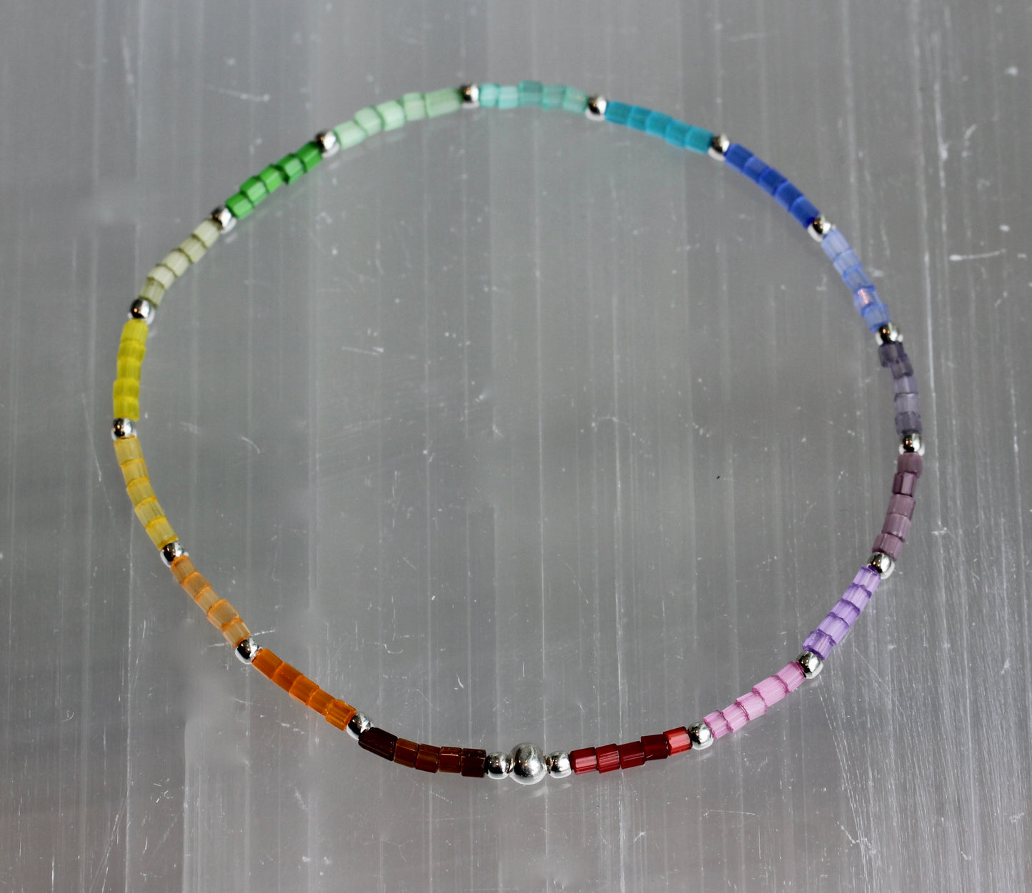 Rainbow Pride Satin Bead Bracelet