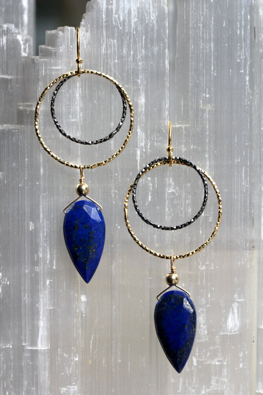 Lapis Ring Drop Earrings