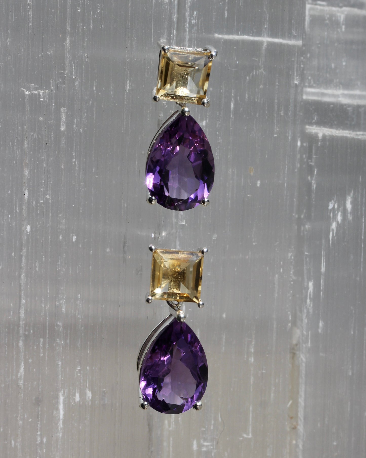Amethyst Citrine Post Earrings