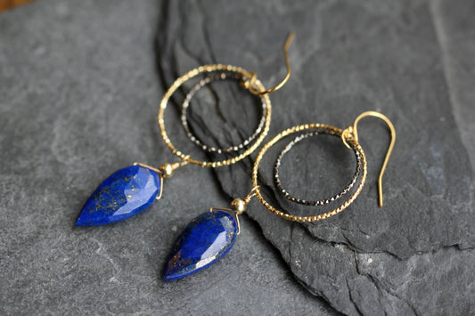 Lapis Ring Drop Earrings