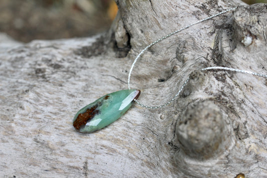 Chrysoprase Teardrop Silver Necklace