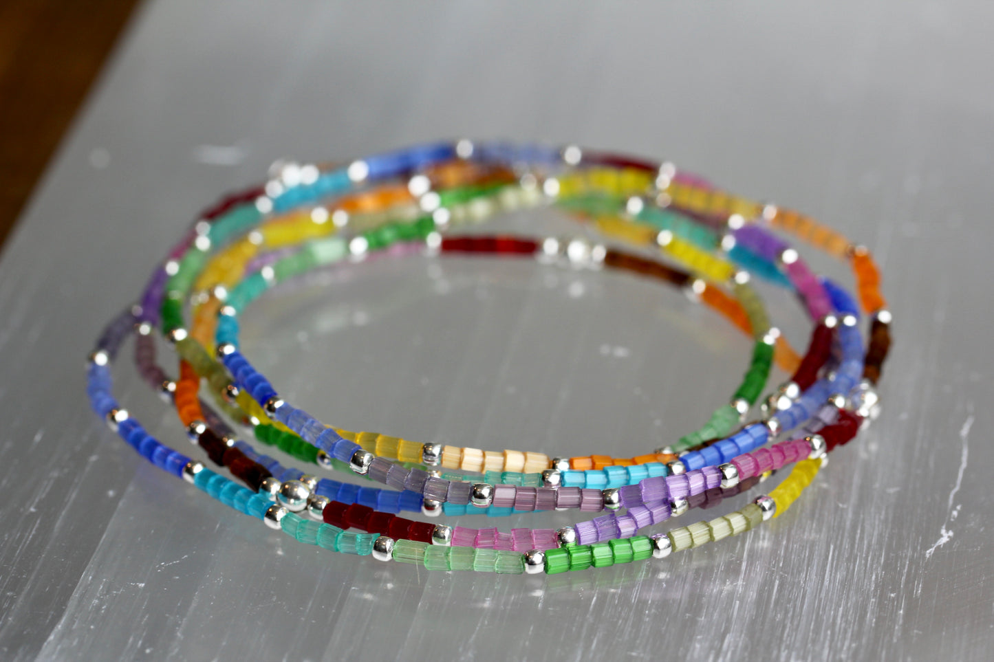 Rainbow Pride Satin Bead Bracelet