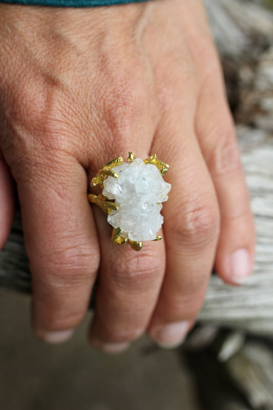 Apophyllite Crystal Branch Ring