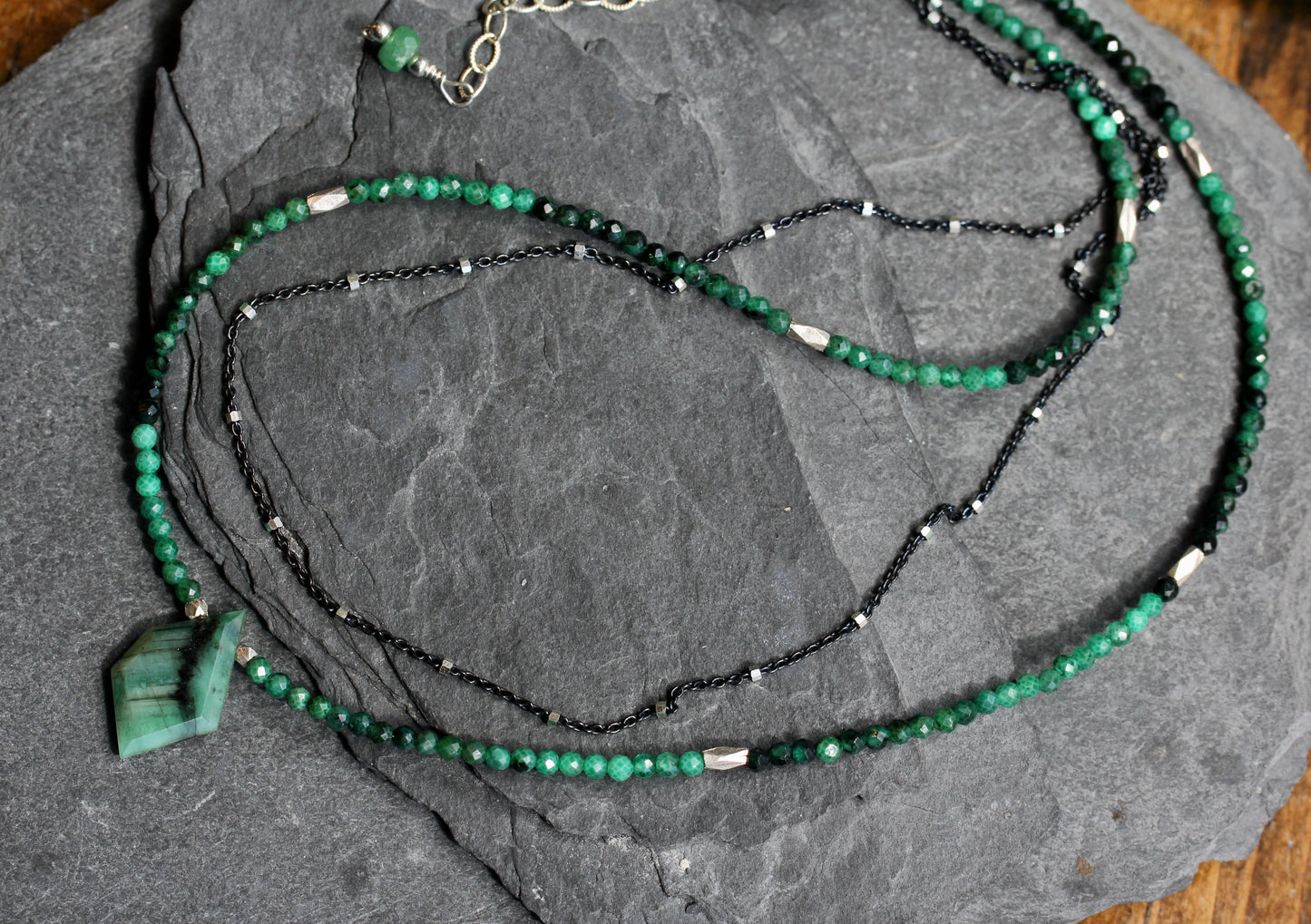 Emerald Ombre Multi Strand Necklace