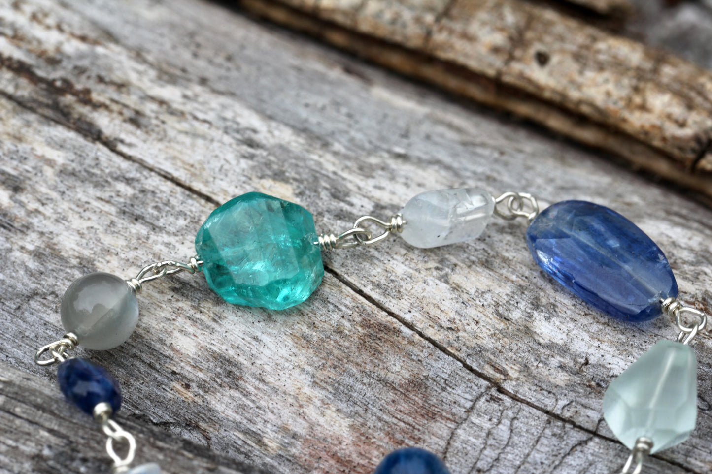 Ocean Blue Silver Link Bracelet