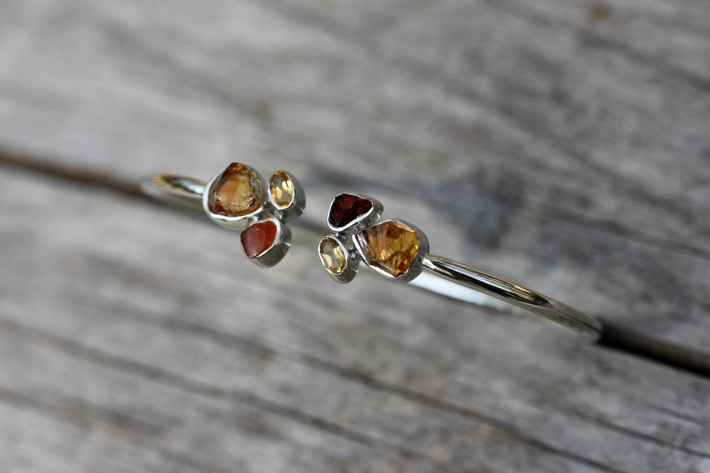 Citrine Carnelian Silver Flex Bracelet