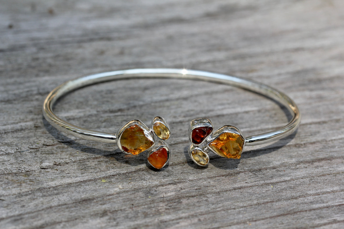 Citrine Carnelian Silver Flex Bracelet