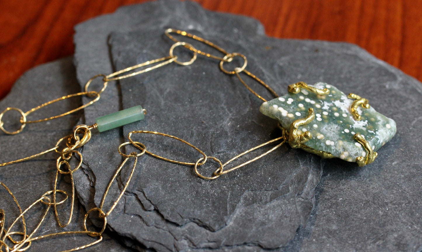 Ocean Jasper Gold Link Chain Necklace
